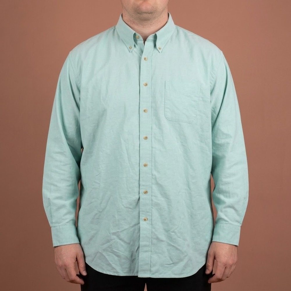 LL Bean Mens Shirt Size XL Tall Mint Green Button Up Long Sleeve Cotton